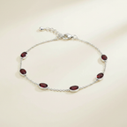 Sterling Silver Oval Garnet Bracelet