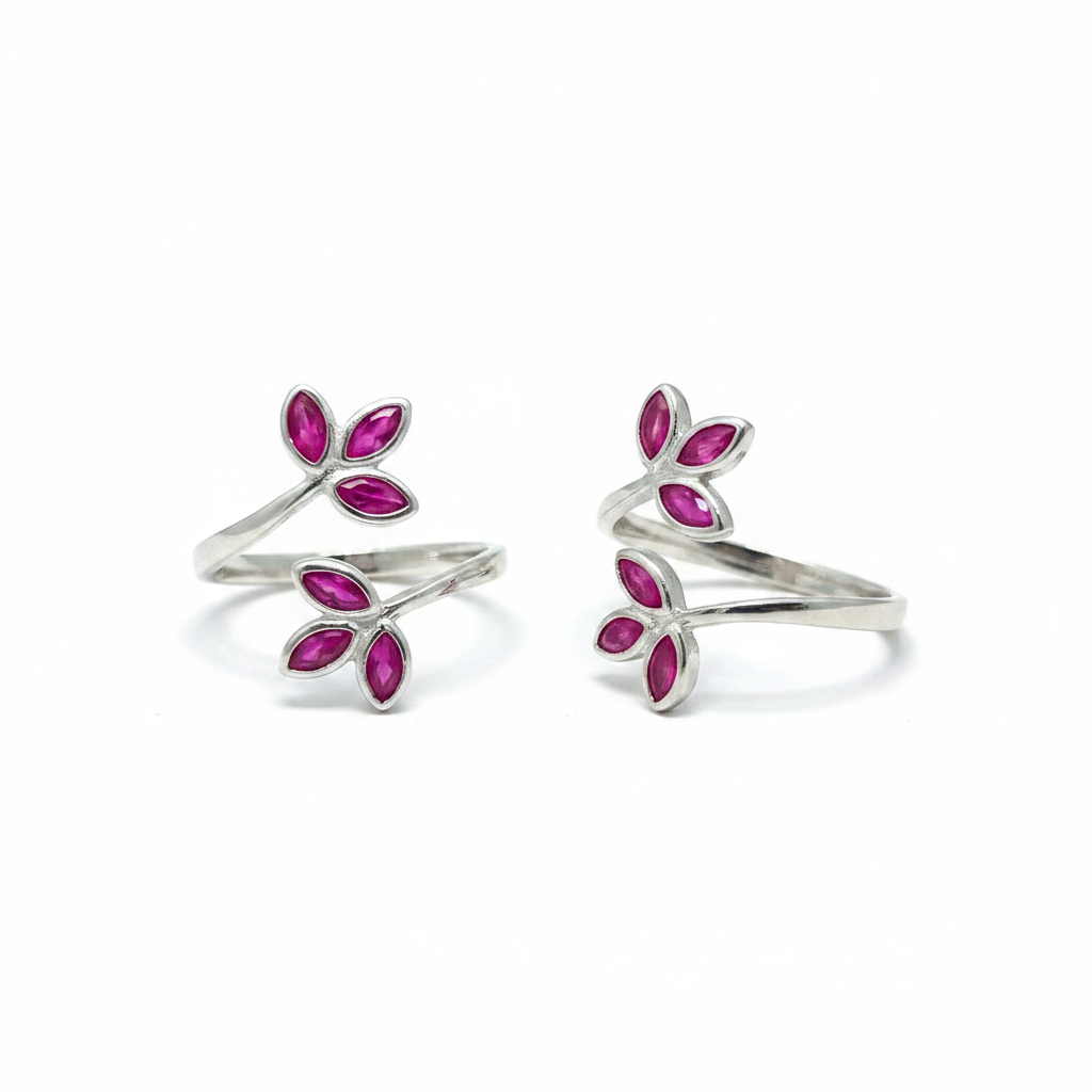 Sterling Silver Toe Ring Pair — Commercial Product Photo