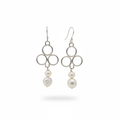 Sterling Silver Triple Circle Pearl Drop Earrings