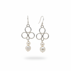 Sterling Silver Triple Circle Pearl Drop Earrings