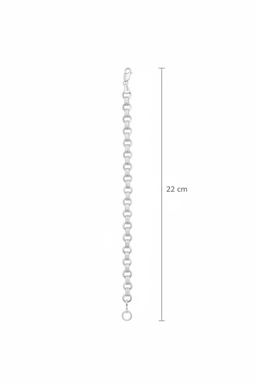 Textured Link Sterling Silver Chain Bracelet – 22cm Technical