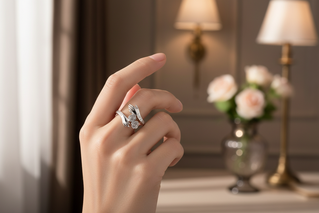 Twin Rose Open Ring - Lifestyle