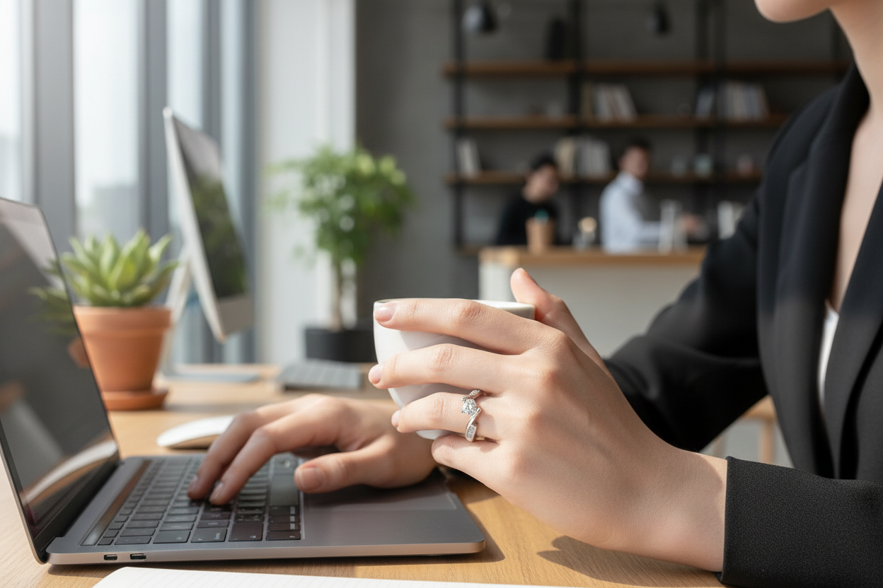 Wave Solitaire Ring - Professional Setting