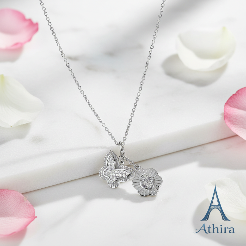 White marble with flower petals