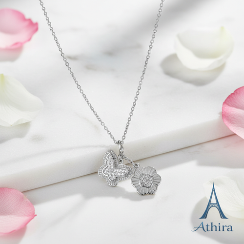 White marble with flower petals